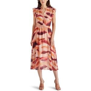 NWT Steve Madden Allegra Dress Womens Small S Multicolor Abstract Ruffle‎ Sleeve